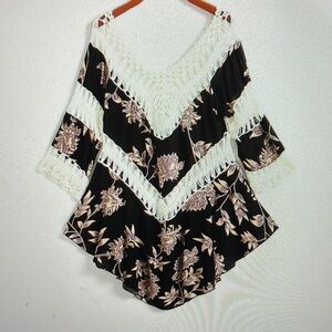 Floral Lace Trim Women's Top